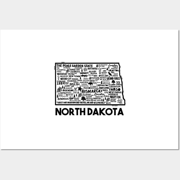 North Dakota Map Wall Art by fiberandgloss